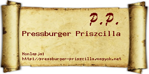 Pressburger Priszcilla névjegykártya